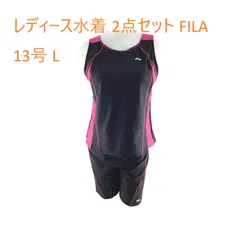 レディース水着 2点セット FILA フィラ 配色セパレート タンキニ 上下 13号 L ブラックxピンク