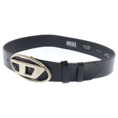 DIESEL (ディーゼル) 22AW オーバルD レザーベルト Dロゴ バックル シルバー/ブラック X08516