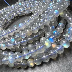 高品質 レインボー パープル ラブラドライト 5mm 連売り54cm 3本巻きブレスレット