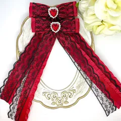 売り切りセール♡リボン♡ヘアクリップ♡量産型♡地雷系♡赤×黒3-2