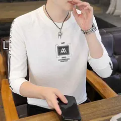 [L]メンズ ファッション 服  オシャレ シンプル 大人 かっこいい 大きいサイズ ストリート 紳士服 ラウンドネック スウェット シャツ 韓国 スタイル トップス レイヤリング シャツ