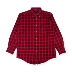 BURBERRY LONDON バーバリー BD ボタンダウン チェック柄 コットン 長袖シャツ L/赤 レッド メンズ