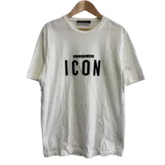 良品 Dsquared2 ディースクエアード ICONロゴ プリント 半袖 クルーネック Tシャツ カットソー L ホワイト レディース 古着 中古 USED