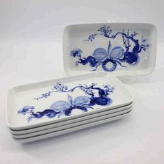 Meissen マイセン ブルーオーキッド レクタングルプレート 長角皿 計5枚 テーブルウェア 陶器 食器【中古】【送料無料】