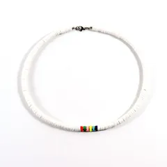 白ビーズ チョーカー ネックレス 樹脂 ビーズ ホワイト エスニック レトロ 白 アンティーク 民族的 トライバル エキゾチック インディアン