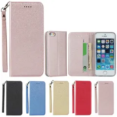 【数量限定】カードポケット 携帯カバー 内蔵マグネット 明るい色 高質PU皮革 ストラップ付き スタンド機能 手帳型 Case ケース ケース 通用 5s iPhone ピンク iPhone 5 iPhoneSE（2016）iPhone 第1世代 SE Eas