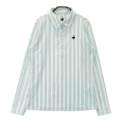 サイズ：M LE COQ GOLF ルコックゴルフ  長袖ポロシャツ ストライプ柄 ホワイト系 [240101377242]# ゴルフウェア レディース ストスト