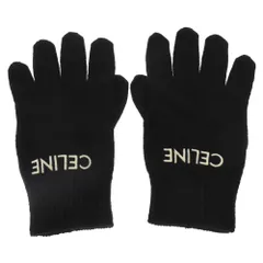 CELINE (セリーヌ) EMBROIDERED GLOVES IN RIBBED WOOL エンブロイダリーロゴ  ウール ニット グローブ 手袋 2AC55588S ブラックのサムネイル