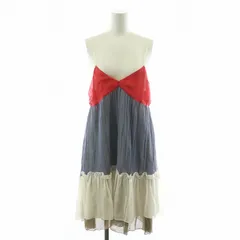 パトリツィアペペ PATRIZIA PEPE キャミワンピース ひざ丈 絹 シルク 42 ネイビー ホワイト 351-01-56017 /NQのサムネイル