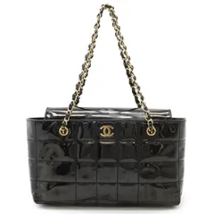 CHANEL シャネル チョコバー ココマーク チェーンショルダー ショルダーバッグ エナメル パテントレザー ブラック 黒 ゴールド金具 A18158のサムネイル