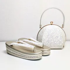 和装 草履バッグセット レース 白 金 ゴールド ホワイト フリーサイズ u88