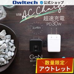 【アウトレット/お買い得品】超小型AC充電器 最大30W PD対応 USB Type-Cポート ホワイト オウルテック公式