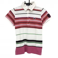 パーリーゲイツ 半袖ポロシャツ 白×レッド ボーダー レディース 1(M) ゴルフウェア PEARLY GATES