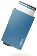 【即日発送】レディース メンズ パシフィックブルー(クリップ無し) アルミニウム 薄型 スリム スライド式 磁気防止 スキミング防止 クレジットカードケース キャッシュレスに最適化 [zepirion]