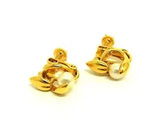■美品■ courreges クレージュ パール ネジバネ式 イヤリング アクセサリー レディース ゴールド系 DF8946
