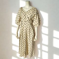 obli ドット柄 半袖シャツワンピース ベージュ - メルカリ