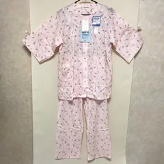 新品 未使用 婦人 綿100% 高島ちぢみ7分袖 パジャマ 上下セット 薄手 ピンク パープル 夏物 部屋着 LL my-0069のサムネイル