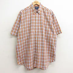 XL/古着 ラルフローレン 半袖 ブランド シャツ メンズ 90s ワンポイントロゴ BLAKE 大きいサイズ ロング丈 コットン ボタンダウン オレンジ