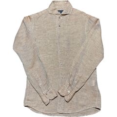 ABAHOUSE 長袖リネンコットンシャツ ブラウン 44サイズ