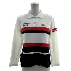ルコックスポルティフ le coq sportif Golf Collection ポロシャツ ロゴ刺繍 ワッペン 長袖 配色 ホワイト 白 ネイビー 紺 レッド 赤 L
