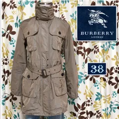 ■美品■BURBERRY LONDON バーバリーロンドン　トレンチコート風ミリタリーコート　ベルト　ベルテッド　フード　フーディー　size38(M相当)   三陽商会　カーキ　エポーレット　モッズコート風スタンドカラー　レディース