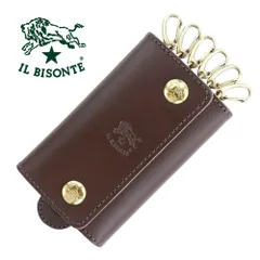 イルビゾンテ キーケース 6連 IL BISONTE SKH045 PG0001 BW232B こげ茶 ダークブラウン キーリング付き キーホルダー レザー 本革 ヌメ革 スマートキー