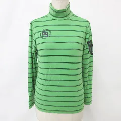 パーリーゲイツ PEARLY GATES シャツ ゴルフ 長袖 ハイネック モックネック ロゴ ボーダー 緑 黒 グリーン ブラック 1