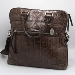 美品 エクラ JRA 日本製 ダークブラウン シルバー金具 クロコ クロコダイル ショルダーバッグ OKZ 2000000 NSK