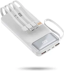 モバイルバッテリー PD20W 急速充電 真10,000mAh 4本ケーブル内蔵 5台同時充電 PSE技術適合品 LCD電量残量表示 iPad/iPhone/Android全種機器対応  コンパクト＆軽量 機内持ち込み可能 安全設計＆回路保護