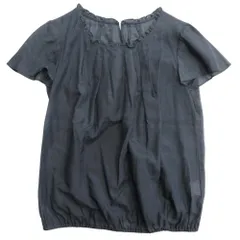 美品 BEAMS HEART ビームスハート プチドット シアー ブラウス シルク混 フリルカラー カットソー 裾ゴム 黒系 レディース 古着 中古 USED