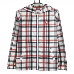 【美品】ルコック ジップパーカー 白×レッド×ダークネイビー チェック 薄手 ジャケット レディース M ゴルフウェア le coq sportif