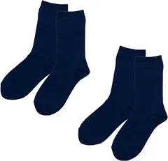 Chica Hurra レディースソックス 靴下 23-25cm 同色 2足セット 日本製クルーソックス( ネイビー)