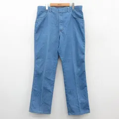 W36/古着 ラングラー スラックス メンズ 80s 薄紺 ネイビー 25oct23 中古 ボトムス ロング パンツ