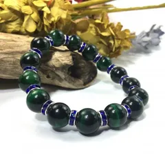 パワーストーン　ブレスレット　グリーンタイガーアイ　12mm （ダークブルー）メンズ・レディース　男性・女性　数珠ブレス　開運  [1]