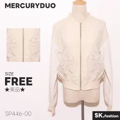 ★美品★ MERCURYDUO マーキュリーデュオ ジャケット・アウター スカジャン 長袖 花柄刺繍 リブ袖 ジップアップ 　ベージュ　 【SP446-00】 送料無料　古着　レディースのサムネイル