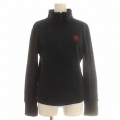 パーリーゲイツ PEARLY GATES ゴルフウェア ハーフジップ パイル地 ニット ハイネック 長袖 指ぬき カットソー 1 S ネイビー 紺 /☆G