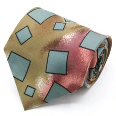 ピエールカルダン ブランド ネクタイ パネル柄 スクエア柄 幾何学模様 シルク PO  メンズ ブラウン Pierre Cardin 【中古】