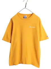 【お得なクーポン配布中!】 90s チャンピオン 半袖 Tシャツ メンズ M / 古着 オールド 100% コットン ヘビーウェイト ワンポイント スクリプト ロゴ シンプル イエロー