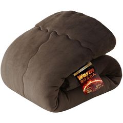 クモリ(Kumori) 掛け布団 ダブル 冬用 「極暖シリーズ」 両面フランネル 暖かい 持続温感 3.3kg 厚手 ふんわり あったか 高機能中綿 蓄熱吸湿 ほこりが出にくい 保温 静電気防止 軽量 洗濯可能 掛けふとん 190X210cm ブラウン