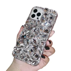 シルバー ピンク ラインストーン 対応 iphone 12PROケース キラキラ レディース ケース クリスタル クリアケース ソフト ハード おしゃれ スマートフォン スマホ かわいい シンプル 宝石 (iphone12PRO, シルバー) 0