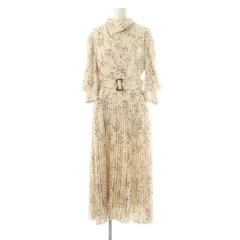 スナイデル SNIDEL Sustainable タックスタンドワンピース 総柄 ベルト付き 0 オフホワイト ボルドー /MI ■OS