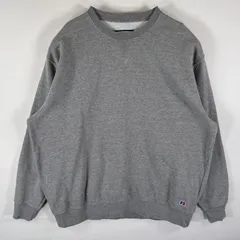 古着 ラッセル Russell スウェット トレーナー 無地 単色 大きいサイズ 前Vガゼット クルーネック ワンポイントロゴ XXXL  グレー メンズ