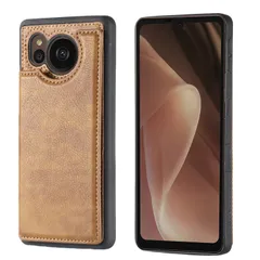 【Viesa】背面カード 手帳型ケース AQUOS sense7 plus Softbank 対応 SHARP スマホ バックカバー ケース 手帳型 (ブラウン) 手作り 財布型 マグネット 薄 軽量 ポケット収納付き 背面カバー 手帳 横置きスタのサムネイル