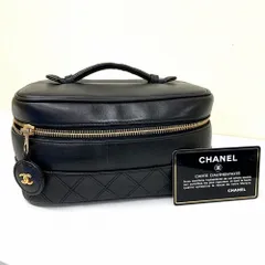CHANEL ビコローレ バニティバッグ コスメ ポーチ 化粧ケース ココマーク ブラック 黒 ラムスキン レザー レディース シャネル