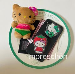 全機種対応 いちごキティ クローバーキティ ホログラム グリップトック ❤︎ hellokitty ハローキティ 平成ギャル 苺 ストロベリー イチゴ 四つ葉 シロツメ キラキラ ラメ スマホグリップ バンカーリング スマホリング 日本未入荷  韓国限定