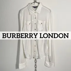 日本製 Japanese 90s Vintage BURBERRY LONDON レーヨン 長袖シャツ 金ボタン ホワイト 三陽商会 サイズ4 Mサイズ程度