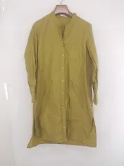 ◇ le.coeur blanc バンドカラー 胸ポケット 長袖 膝丈 ワンピース サイズ38 マスタード イエロー系 レディース P  【1307150013690】