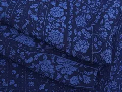 平和屋野田店■上質な小紋　藍　型染め　吉祥花文　逸品　n-mz5752