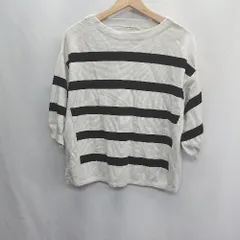 ◇ ⊂ le.coeur blanc ルクールブラン ボーダー柄 七分袖 ニット セーター サイズ38 グレー ブラック レディース E  【1409240021759】