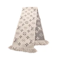 ルイ・ヴィトン LOUIS VUITTON マフラー エシャルプ ロゴマニア グリペルル M72242 グレー ウール シルク マフラー レディース Used B